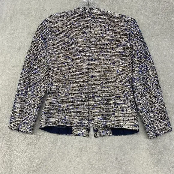 J Crew Jacket Womens 00 Petite Blue Tweed Blazer Office Lined - Picture 6 of 9